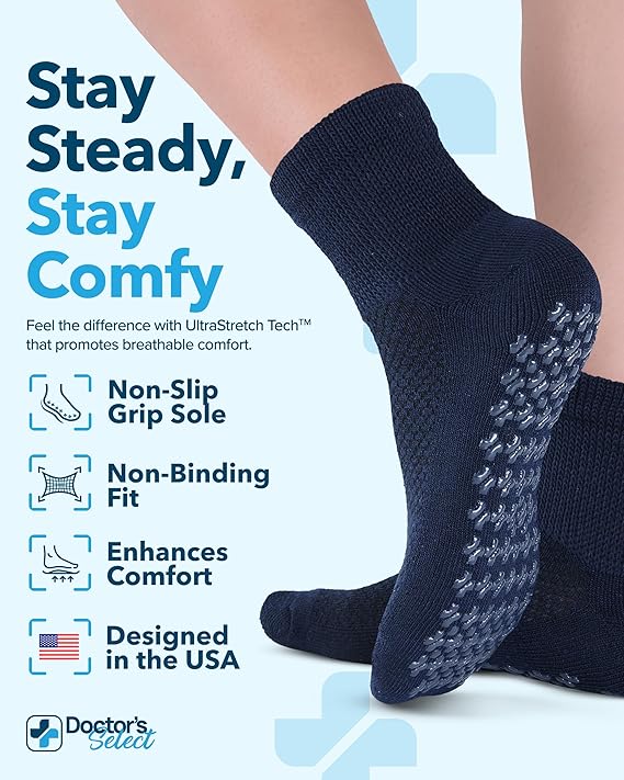 Doctor's Select Calcetines diabéticos de viscosa de bambú antideslizante mediana